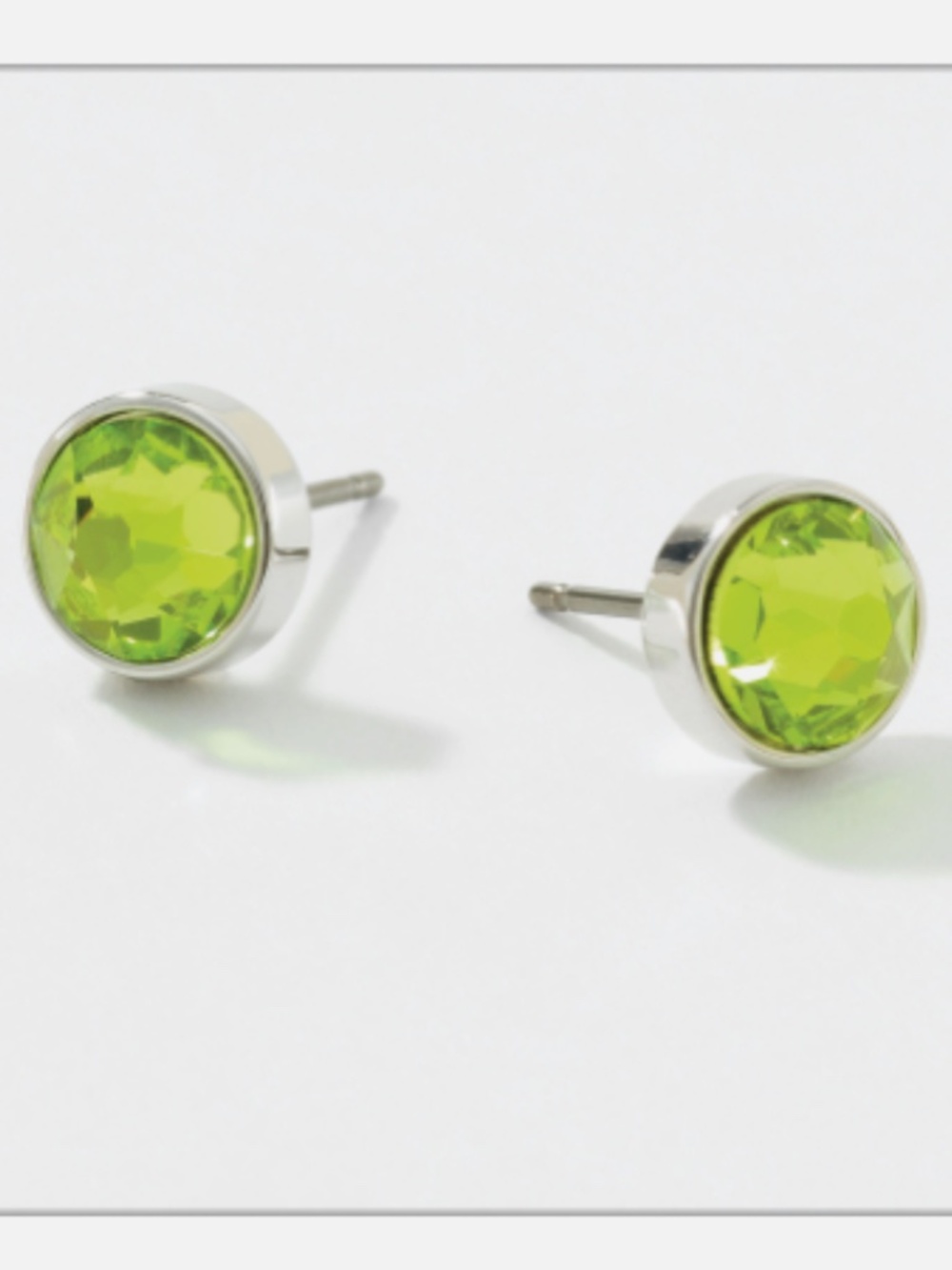 Touchstone Crystal by Swarovski Swizzle Citrus Light Green Post Back Earrings